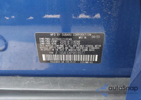 2023 Subaru Wrx Premium z USA, uszkodzony, nr VIN JF1VBAF6XP9818977